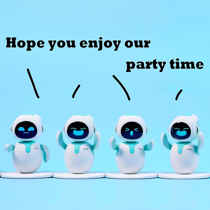 ENERGIZE LAB Eilik – Cute Robot Pets Toys with Abundant Emotions, Your Perfect Interactive Companion at Home or Workspace. Unique Gifts for Girls & Boys. (Blue Combination)