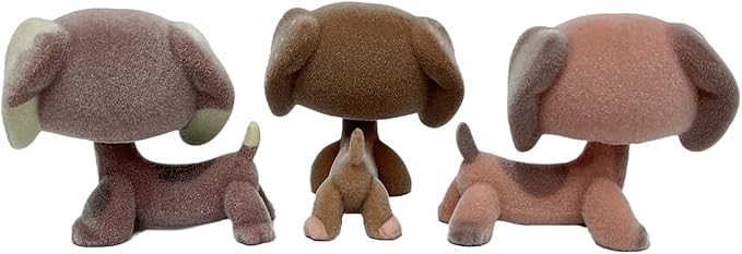 3pcs/Set Custom Flocked Pet Shop Toys Short Hair Cat Kitten Collie Great Dane Cocker Spaniel Dachshund Puppy Dog OOAK Compatible with LPS (#2046 and #556 and #1631)