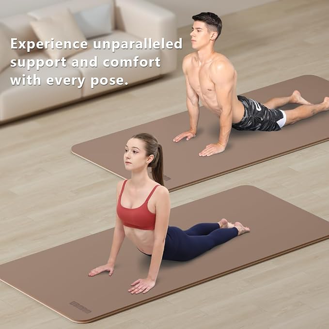 Wide Yoga Mat-80cm Extra Thick 1/3'' Fitness Exercise Mat Carry Strap