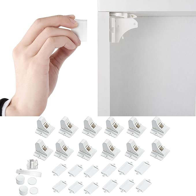 Vmaisi Adhesive Magnetic Cabinet Locks (12 Locks and 2 Keys) | Keeps dangerous things away from kids