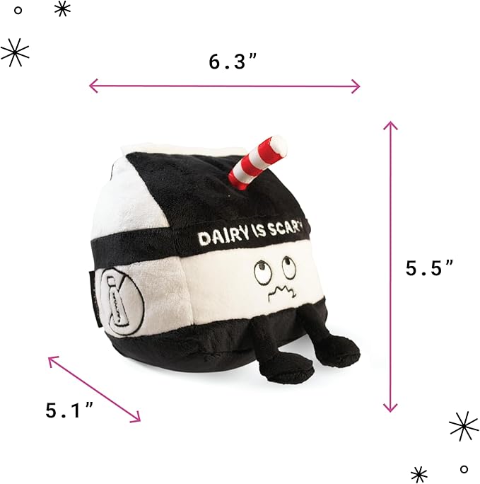Milk Carton Plushie - Dairy is Scary Punny Milk Plush, Dairy Themed Gift, Food Plush Toy for Gifting