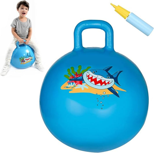INPANY Hopper Ball, 18 Inches Bouncy Ball with Handles, Bouncing Bounce Balls Hopper, Inflatable Jumping Hopping Toys for Kids Ages 3-6, Hoppity Hop Girls Boys Gifts, Pump Included