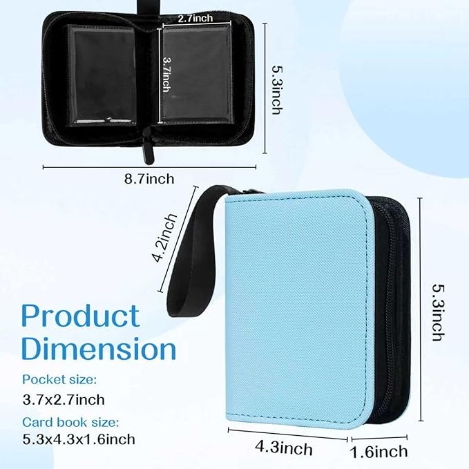 1 Pocket Card Binder – Collectible Trading Card Album, Single Card Holder with 20 Pages, Holds 40 Cards, Side-Loading Mini Binder for TCG, MTG, Sports, Baseball, Football, Small Sports Card Book,Blue