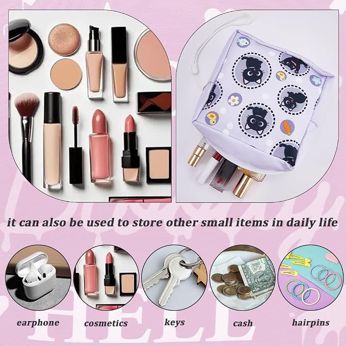 Cat Period Bag 5.12 x 5.12 x 1.57 Inch Period Zipper Pouch Black Cat Portable Reusable Waterproof Polyester Menstrual Pad Pouch Feminine Product Storage First Period Gifts for Women Use