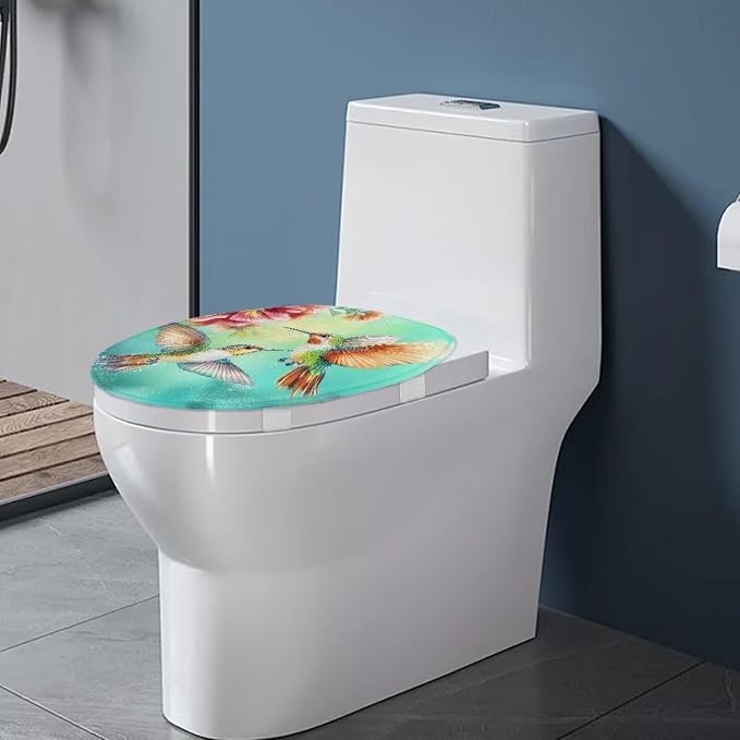 Hummingbird Flower Toilet Tank Dust Cover for Bathroom Green Hummingbird Flower Toilet Seat Cushion Cover with Elastic Band Oval Toilet Seat Cover Soft Bathroom Replacement Machine