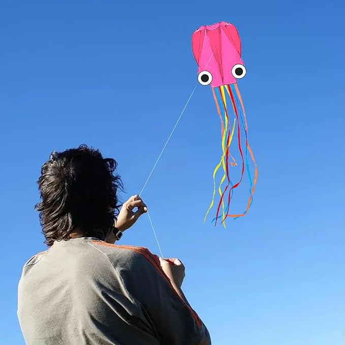 Large Octopus Kites for Kids and Adults - Easy to Fly, 28X158 3D Software Colorful Kite with Long Tails. Perfect for Beach and Outdoor Activities