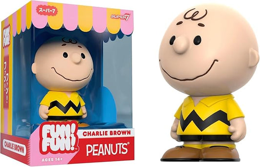 Super7 Fun! Fun! Peanuts Charlie Brown (Yellow) Vinyl Figure - 5" Peanuts Action Figure - Classic Cartoon Fans Collectibles & Retro Toys - Cartoon Model for Collectors & Display Figurine- Comic Strips