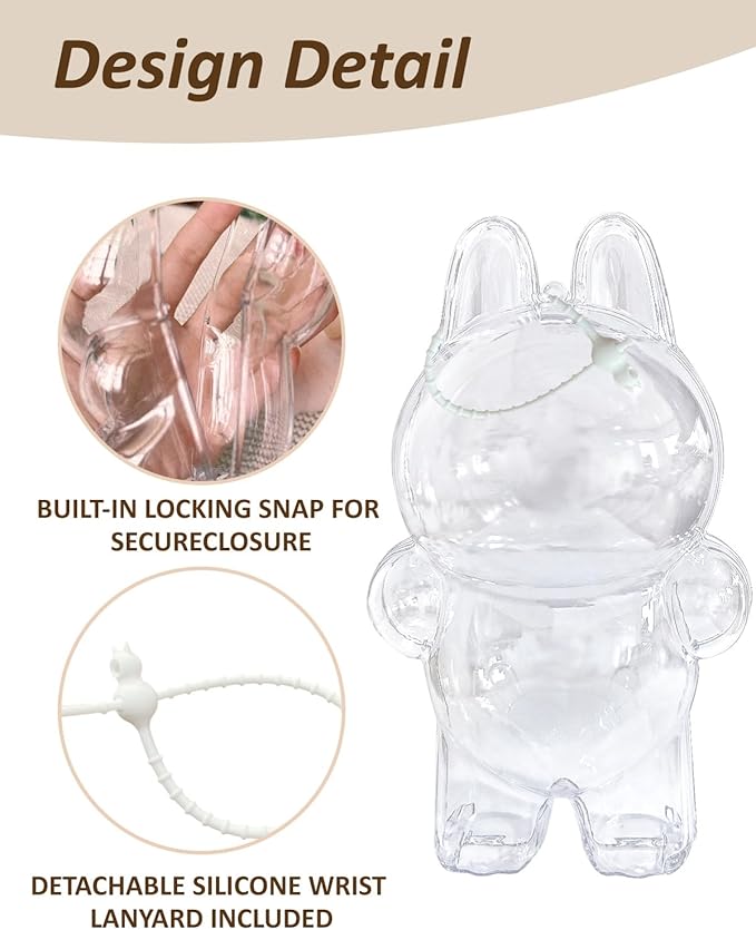 Collectible Toy Case- Rigid PVC Protector with Detachable Base & Strap Compatible for 17cm Standing LABUBU(6.7 INCH)
