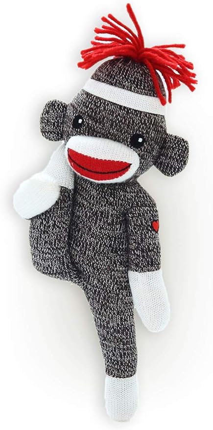 Plushland Adorable Sock Monkey 8 Inches Tall - Soft Realistic Plush Knitted Stuffed Animal Toy Gift - for Kids, Babies, Teens, Girls and Boys (New Brown)