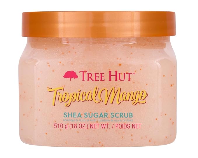 Tree Hut Tropical Mango Shea Sugar Scrub, Mothers Day Gifts, Exfoliating, Hydrating & Moisturizing Body Scrub with Shea Butter & Nourishing Essential Oils, Smooth & Soften Skin, 18 oz