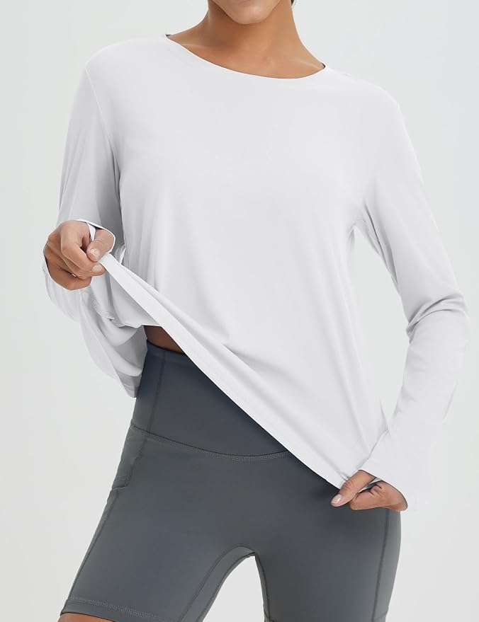 baleaf Women's Long Sleeve Workout Tops Running Sun Shirts Split Back | UPF 50+, Quick Dry, Lightweight, Breathable, Moisture-wicking, SPF, UV, for Athletic, Gym, Hiking, Tennis, Outdoor
