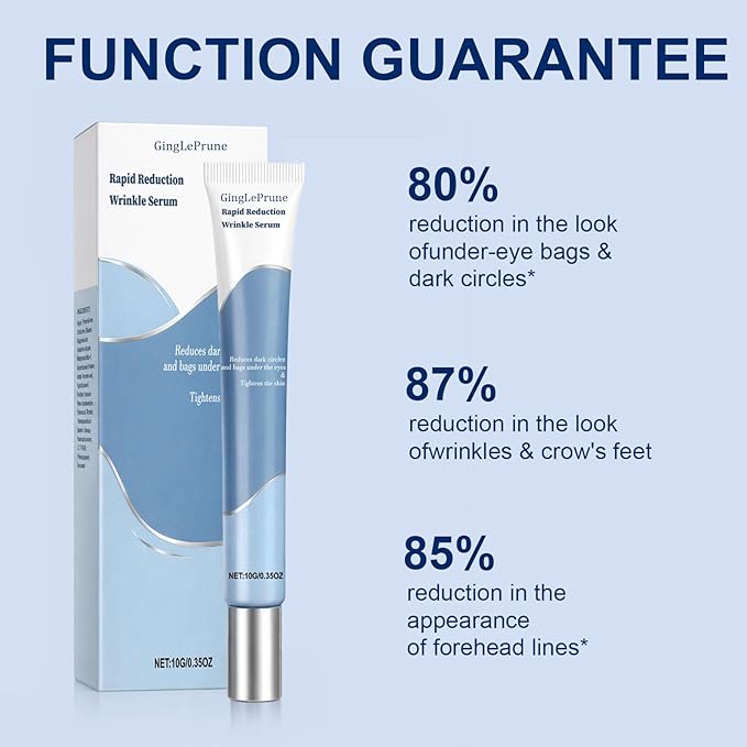 Under-Eye Bags and Wrinkles: Rapid-Reduction Serum, Instant Face Lift Cream. Anti-aging formula. Visibly reduces under-eye bags, wrinkles, dark circles, fine lines, and crow’s feet. 0.35 oz