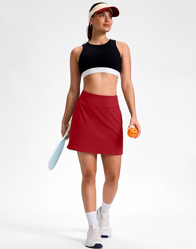14"/16" Skorts with 3 Pockets | Side Slits, High Waisted, Built-in Shorts, A Line, Casual, Pickleball, Athletic, Golf, Tennis Skirt, for Women