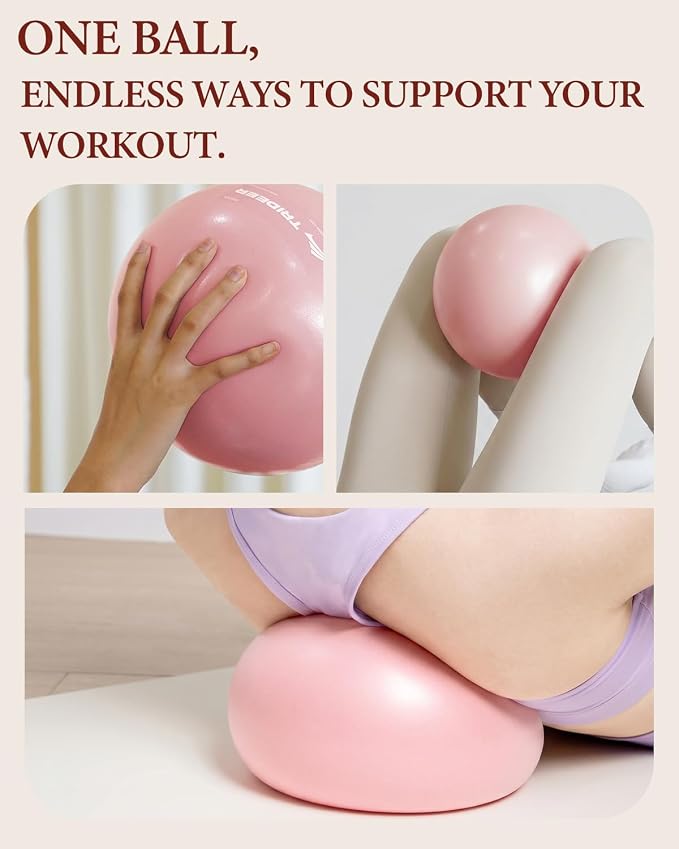 Trideer 9-Inch Pilates Ball, Small Exercise Ball for Yoga, Core Training, Physical Therapy, Balance, Stability and Stretching Pilates Equipment with Inflation Straw
