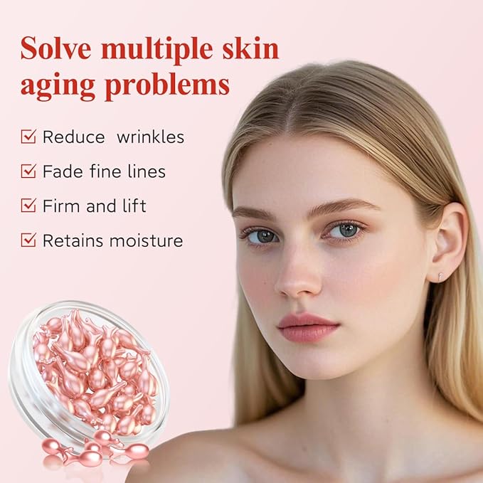 HKH Retinol Serum for Face - Anti Wrinkle Skincare Serum with Vitamin A & E - Capsules with Collagen for Women - Smoothing Fine Lines Firming & Moisturising Skin - Travel Friendly (38+38 ct)