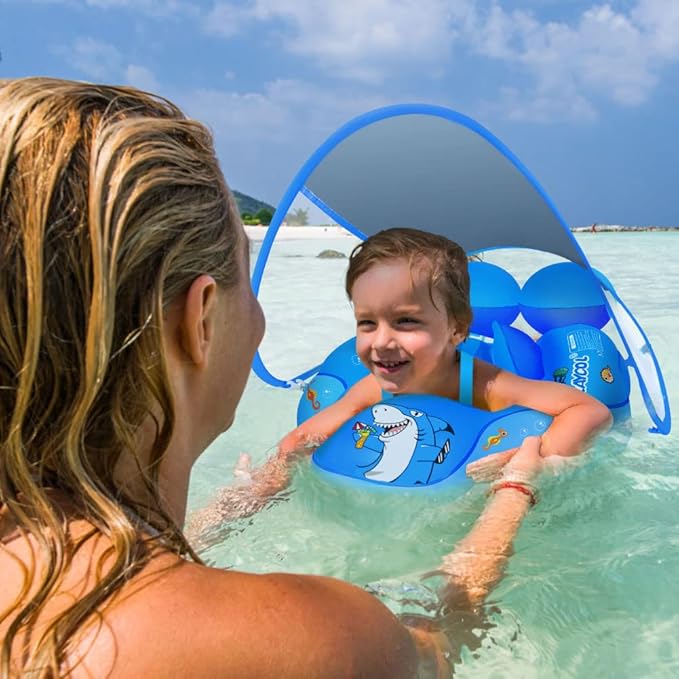 LAYCOL Baby Swimming Float with UPF50+ Sun Canopy Baby Floats for Pool No Flip Overbaby Pool for Baby Age of 3-36 Months