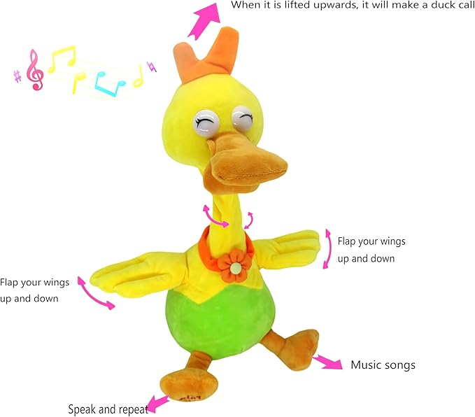 Plush Toys, Music Songs, Ducks That can Speak and Repeat, Gift Ducks That can bark,Adorable Interactive Duck Toy