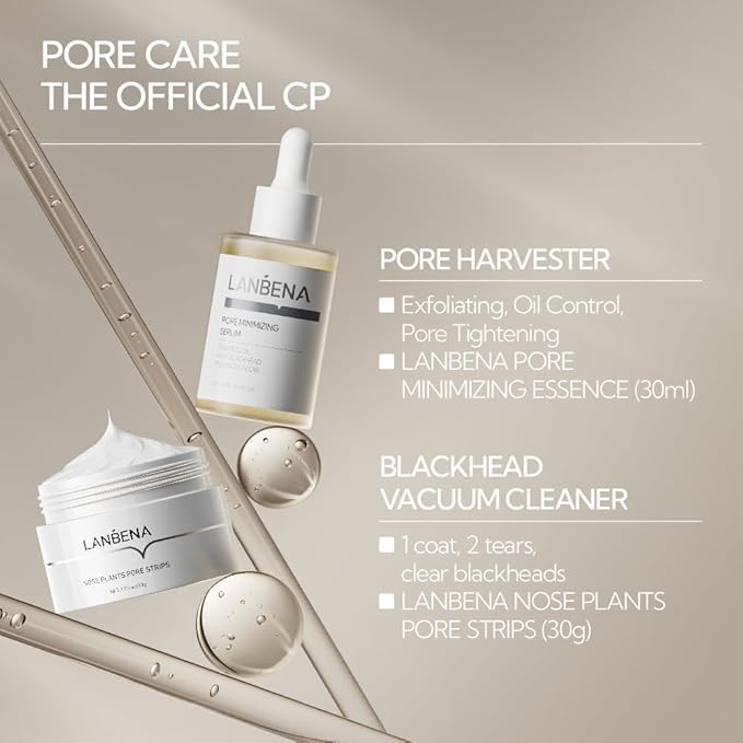 LANBENA Pore Minimizing Serum, Pore Minimizer & Reducer for Face, Shrinking, Oil Control Firming, Tightening Pores, Pore Moisture after Blackhead Remover, 30ml