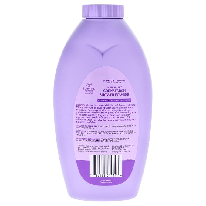 Dr. Natural Natural Sense Plant-Based Cornstarch Shower Powder - Midnight Bloom for Unisex - 10 oz Powder