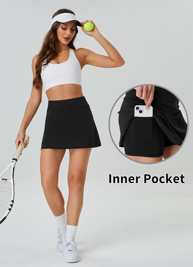 Womens Tennis Skirt Crossover High Waisted Skort with Pockets Shorts | Athletic Skirts for Golf Running Workout Pickleball, Aesthetic Activewear, Sporty Athleisure Style