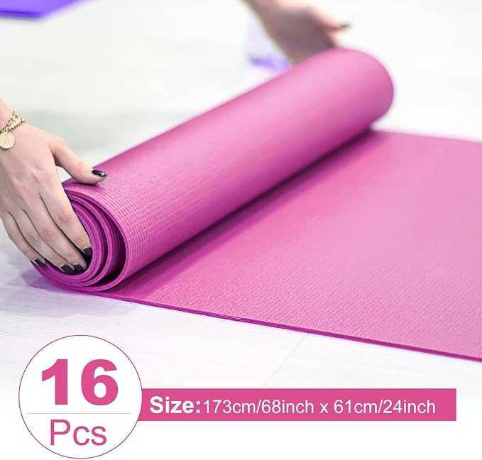 3 mm Thin Yoga Mats Bulk, Lightweight PVC Exercise Mats Non Slip Workout Fitness Pads for Yoga Pilates Stretching Classes Gym Home Studio, Easy to Clean