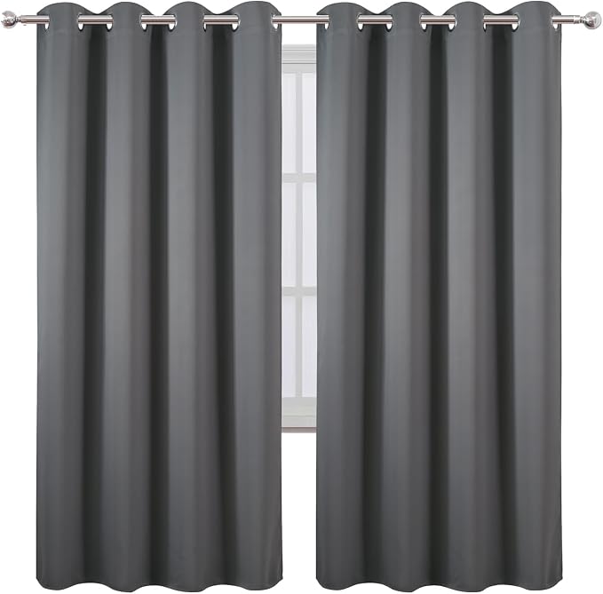 LEMOMO Blackout Curtains 66 x 72 Inch Long Frost Grey Curtains Set of 2 Panels Room Darkening Curtains for Bedroom and Living Room