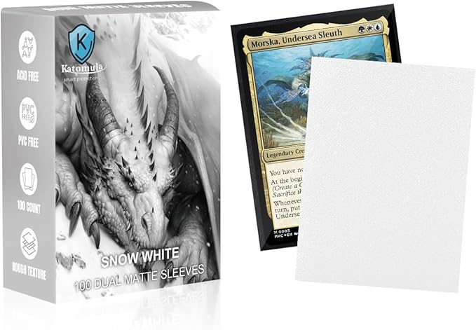 Snow White Dual Matte Card Sleeves, Katomula Card Sleeves for MTG, Standard Card Sleeve for PKM, Flesh & Blood