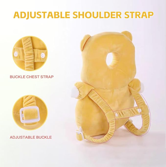 Baby Head Protector Backpack, Toddler Baby Head Protection Backpack with Baby Knee Pads Alarm Function for Walking & Crawling, Soft, Breathable and Wearing Safety Baby Head Protector