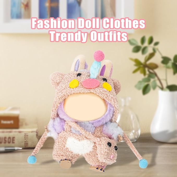 Clothes for 17cm Dolls(NO Doll) Outfit with Accessories Suit Cute Stylish Dress Up Set Pink Pig