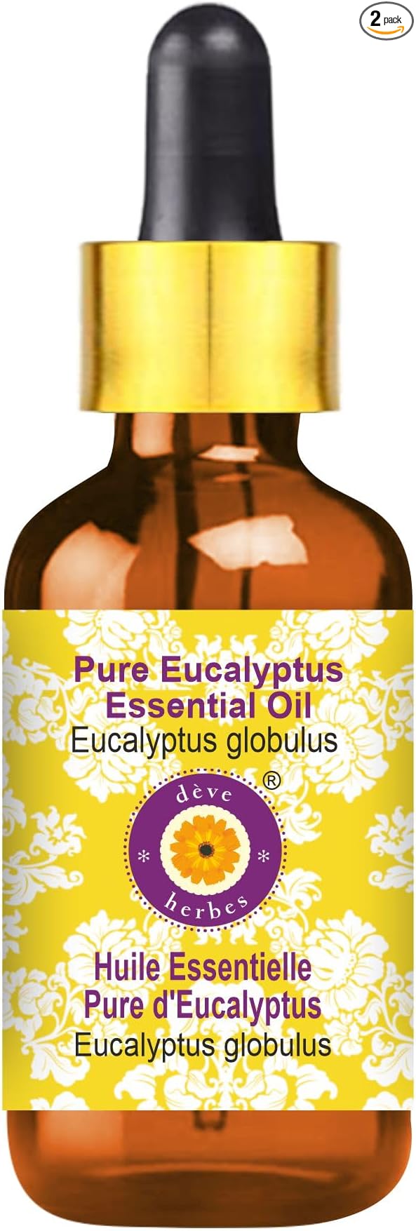 Deve Herbes Pure Eucalyptus Essential Oil (Eucalyptus globulus) with Glass Dropper Steam Distilled 15ml (0.50 oz)