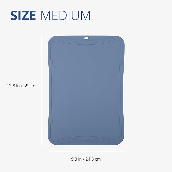 Blue Ginkgo TPU Cutting Board, Medium, Made in Korea, Blue | Gentle on Knife Edges. Flexible and Durable.