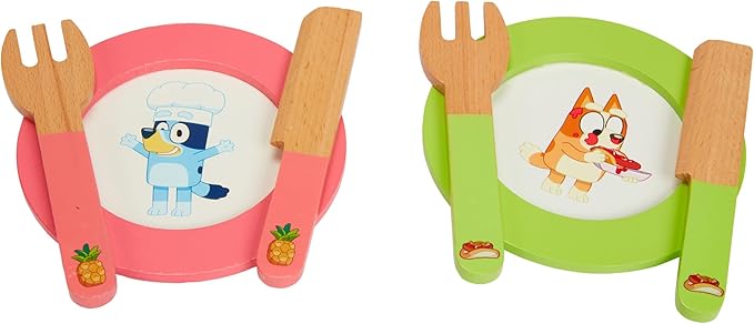 8th Wonder Wooden Bluey Toys Picnic Carrying Case, 30-Piece Picnic Basket Toy with Cutlery and Food Accessories, Outdoor Food Toys for Kids of Ages 3+