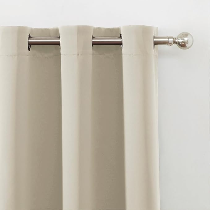 LEMOMO Light Beige Blackout Curtains 34 x 54 Inch Length/Set of 2 Curtain Panels/Thermal Insulated Room Darkening Blackout Curtains for Bedroom