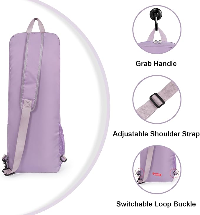 Yoga Mat Bag Carrier Side Mesh Zipper Pocket Exterior Wet Compartment Lightweight Waterproof Yoga Bag for Mat
