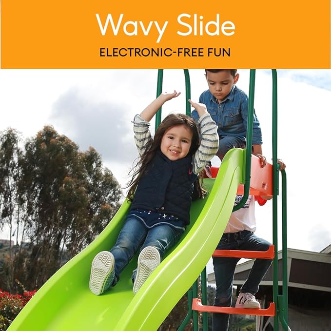 PLATPORTS Playground Slide - Big Backyard Freestanding Plastic Slide - 10 ft Outdoor Swing Set Slide for Kids Ages 4-8