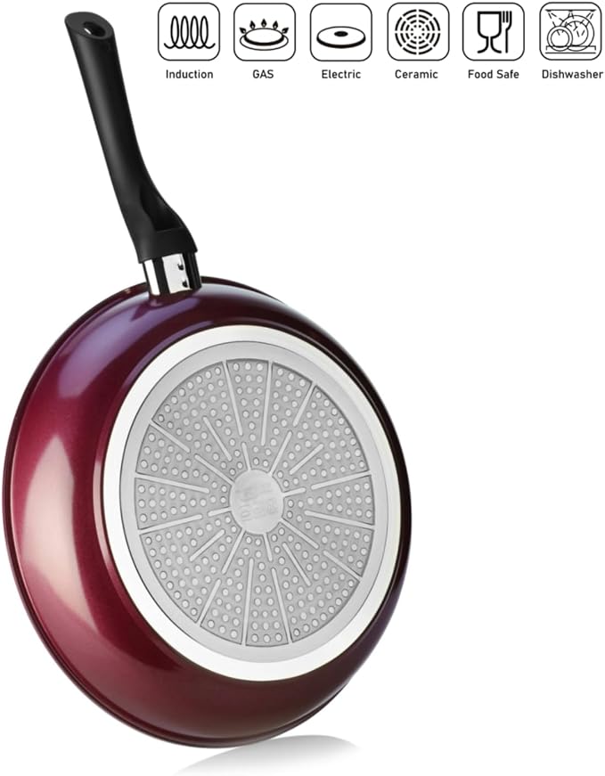 TeChef - Color Pan 12" Frying Pan, Coated with New Safe Teflon Select - Color Collection/Non-Stick Coating (PFOA Free) / (Aubergine Purple)