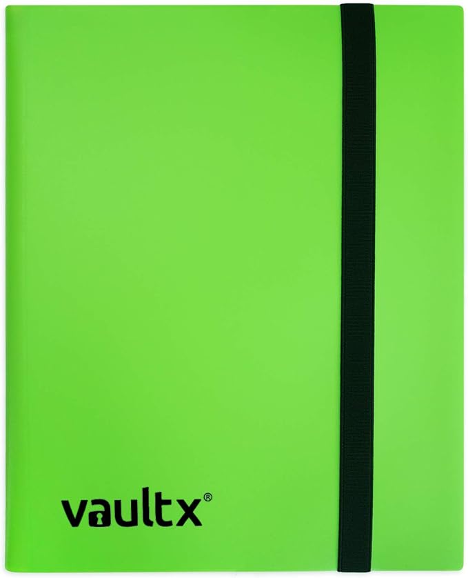Vault X 4 Pocket Standard Strap Binder, Holds 160 Trading Cards in 20 Side-Loading Pages (Green)