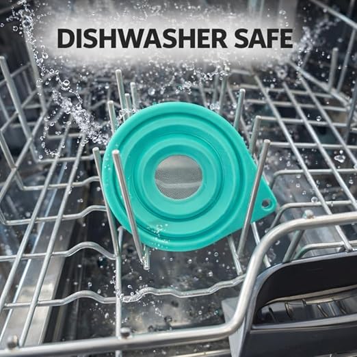 Ultra Fine Mesh Strainer, Collapsible, Small 4 Inch Silicone Funnel with 316 Stainless Steel Sieve, Tea Strainer for Loose Leaf Tea, Pour Over Coffee, Wine, Cocktails for Kitchen, Travel, Camping, RV