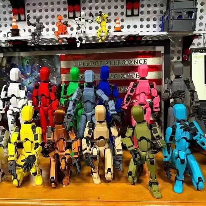 9PCS Assembly Completed T13 Action Figure 3D Printed Multi-Jointed Movable,Lucky 13 Action Figures,Multi-Articular Action Figures,Desktop Decorations,Creative Gifts (9 Colors)