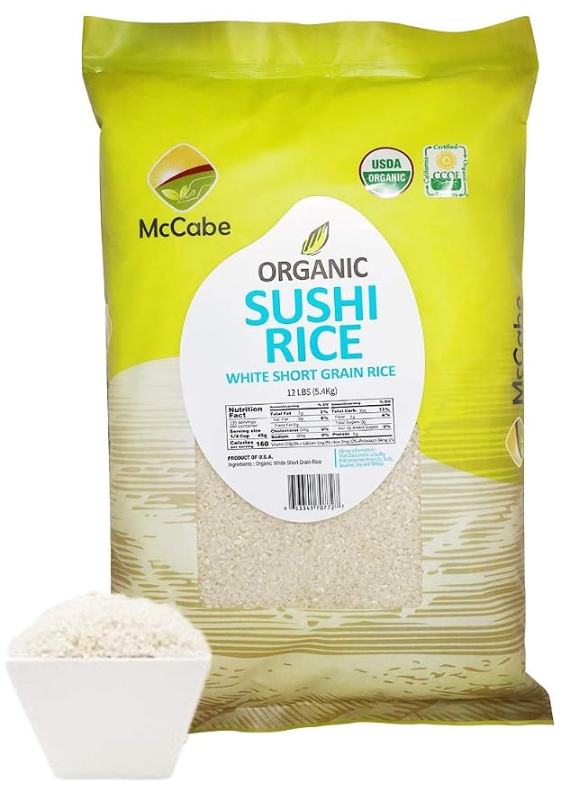 McCabe Organic Sushi Rice 12-Pound, USDA Certified, CCOF (California Certified Organic Farmers), Product of USA | USDA Certified, CCOF (California Certified Organic Farmers), Product of USA