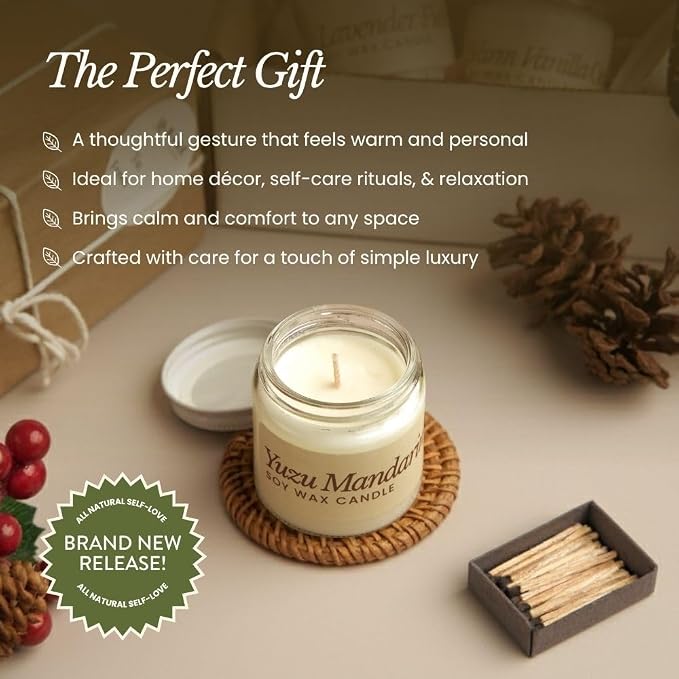 Bare Botanics Soy Candle Gift Set 3 pcs - 100% Plant-Based Fragrance Oils - Premium, Non-Toxic Candle - Softly Scented Natural Soy Wax - Handpoured in WI - Discovery Candle Set and Ready to Gift