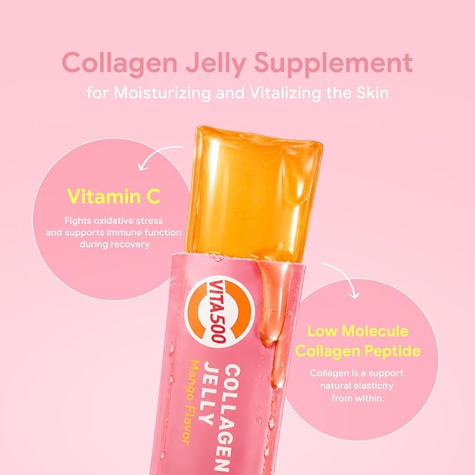 KWANGDONG Vita500 Marine Collagen Stick Jelly, Mango, 20g x 15 Sticks