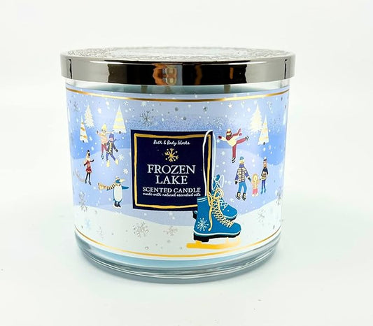 Bath & Body Works, White Barn 3-Wick Candle w/Essential Oils - 14.5 oz - 2021 Christmas & Winter Scents! (Frozen Lake)