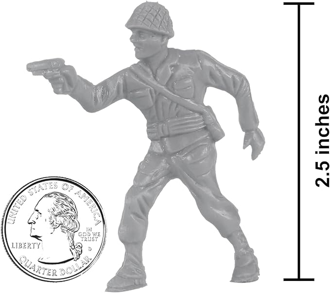 BMC Classic Gray Plastic Army Men - 40pc WW2 Soldier Figures - Made in USA