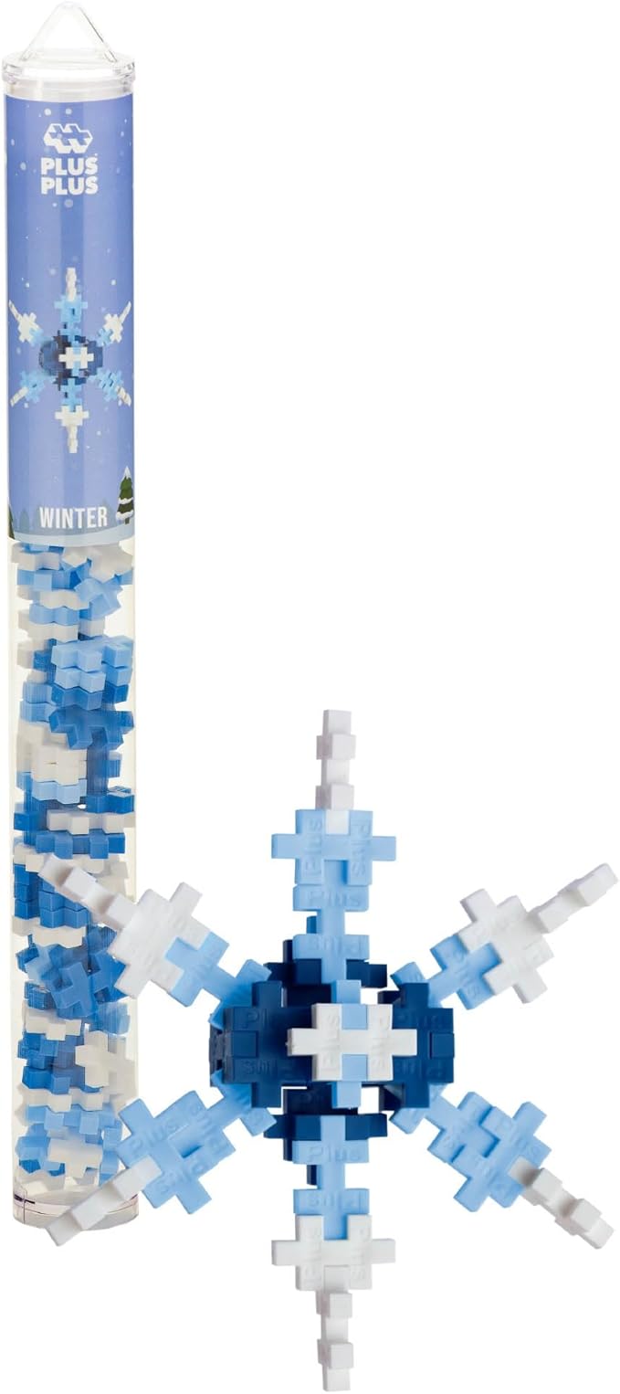 Plus Plus 3D Puzzle Building Block Set, 70 Mini Interlocking Pieces, Fun Holiday Activities for Kids - Snowflake Mini Maker Tube