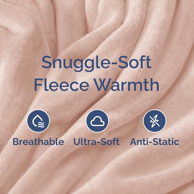 Fleece Blanket Kids Size - Ultra-Soft Flannel Fleece Blanket - Rosewater | Soft, Warm, Outdoor Picnic Blanket for Camping, Travel, Lightweight, Cozy, Anti-Static, Home Decor Gifts for Men & Women