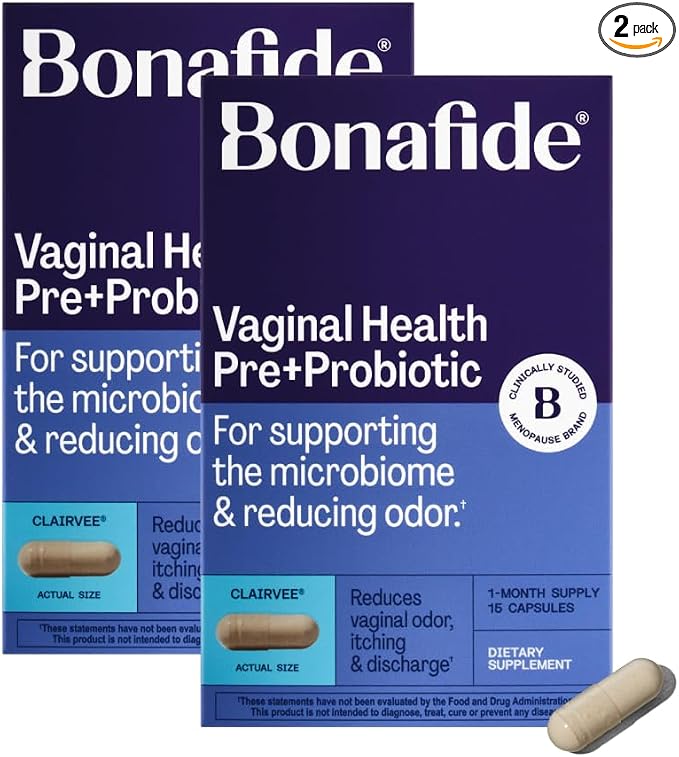 Bonafide Vaginal Pre + Probiotic for Women Clairvee – Hormone-Free, Clinically Studied – Supports Healthy Vaginal Microbiome While Helping Relieve Odor, Itching & Discharge – 2-Month Supply