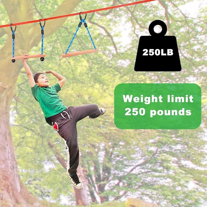 BeneLabel 2 Pcs Ninja Monkey Bars for Obstacle Course Bars 250LB Capacity Trapeze Swing Bar for Slackline Wood & Ropes Swing Set Bars for Kids & Teens Ninja Line, Backyard (Blue)