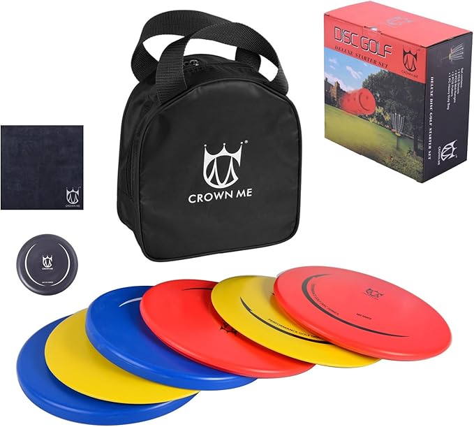 CROWN ME Disc Golf Set with 6 Discs and Starter Disc Golf Bag – Fairway Driver, Mid-Range, Putter Disc