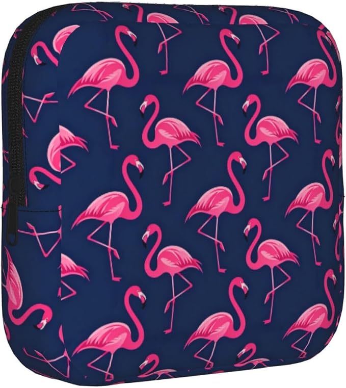 Pink Flamingos Flamingo Tropical Hawaii Hawaiian Tropical Period Bag For Women,Portable Sanitary Napkin Period Pad Pouch For Purse, Small Make Up Bags